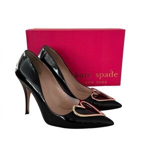 ♠️ KATE SPADE - LAVA Black Patent Leather Heart Pump / Heel. Made in 🇮🇹 Size: 7